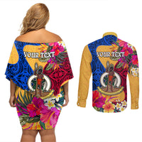 Personalised Torba Day Couples Matching Off Shoulder Short Dress and Long Sleeve Button Shirts Proud To Be A Ni-Van Beauty Pacific Flower LT03 - Polynesian Pride