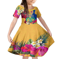 Personalised Torba Day Kid Short Sleeve Dress Proud To Be A Ni-Van Beauty Pacific Flower LT03 KID Yellow - Polynesian Pride