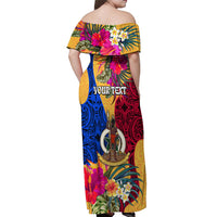 Personalised Torba Day Off Shoulder Maxi Dress Proud To Be A Ni-Van Beauty Pacific Flower LT03 - Polynesian Pride