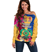 Personalised Torba Day Off Shoulder Sweater Proud To Be A Ni-Van Beauty Pacific Flower LT03 Women Yellow - Polynesian Pride