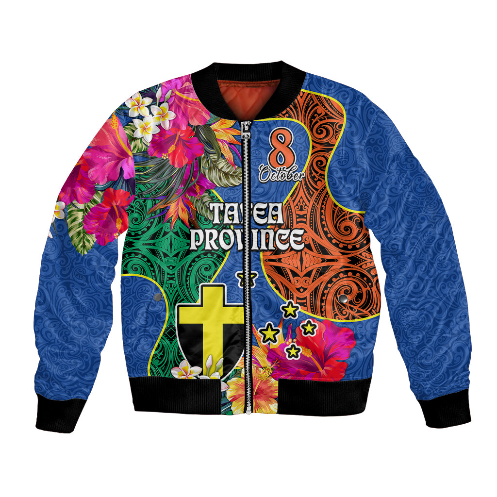 Tafea Day Bomber Jacket Proud To Be A Ni-Van Beauty Pacific Flower LT03 Unisex Blue - Polynesian Pride