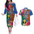 Tafea Day Couples Matching Off The Shoulder Long Sleeve Dress and Hawaiian Shirt Proud To Be A Ni-Van Beauty Pacific Flower LT03 Blue - Polynesian Pride
