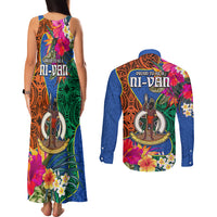 Tafea Day Couples Matching Tank Maxi Dress and Long Sleeve Button Shirts Proud To Be A Ni-Van Beauty Pacific Flower LT03 - Polynesian Pride