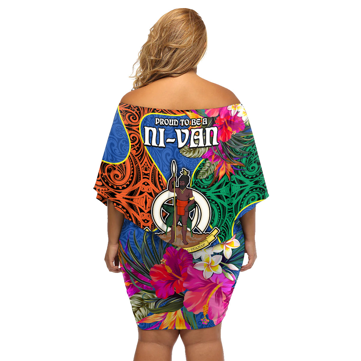 Tafea Day Family Matching Off Shoulder Short Dress and Hawaiian Shirt Proud To Be A Ni-Van Beauty Pacific Flower LT03 - Polynesian Pride