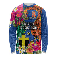 Tafea Day Long Sleeve Shirt Proud To Be A Ni-Van Beauty Pacific Flower LT03 Unisex Blue - Polynesian Pride