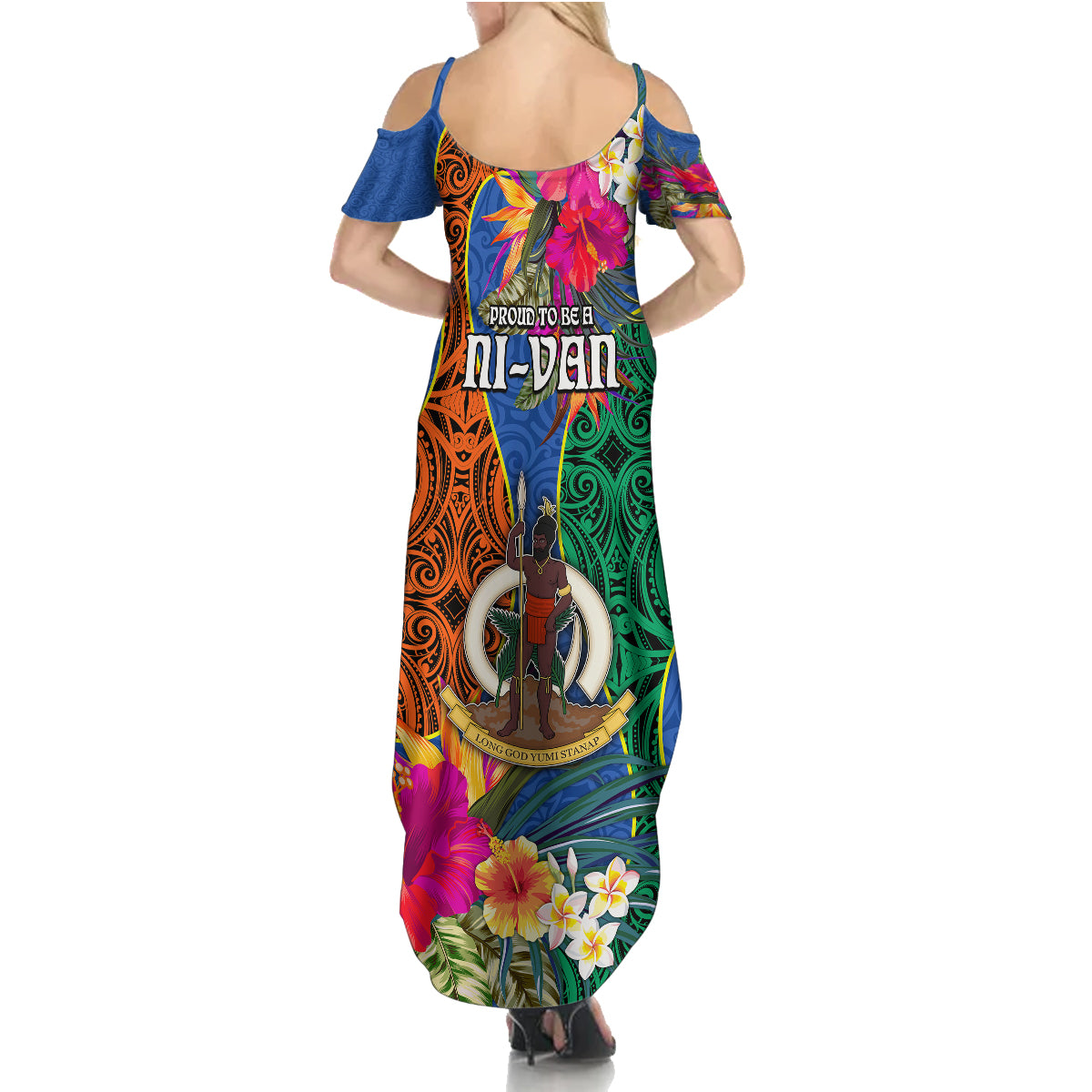 Tafea Day Summer Maxi Dress Proud To Be A Ni-Van Beauty Pacific Flower LT03 - Polynesian Pride