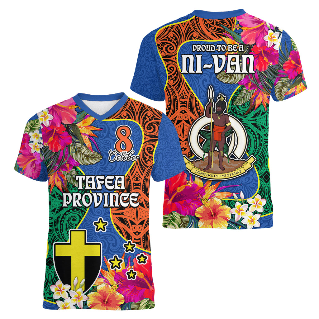 Tafea Day Women V Neck T Shirt Proud To Be A Ni-Van Beauty Pacific Flower LT03 - Polynesian Pride