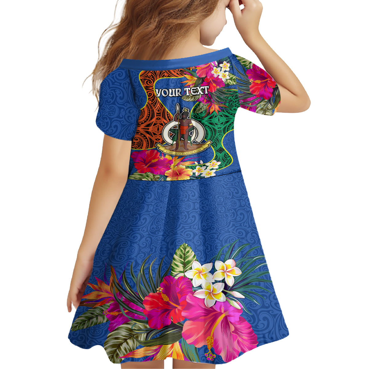 Personalised Tafea Day Family Matching Off Shoulder Short Dress and Hawaiian Shirt Proud To Be A Ni-Van Beauty Pacific Flower LT03 - Polynesian Pride