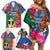 Personalised Tafea Day Family Matching Off Shoulder Short Dress and Hawaiian Shirt Proud To Be A Ni-Van Beauty Pacific Flower LT03 Blue - Polynesian Pride