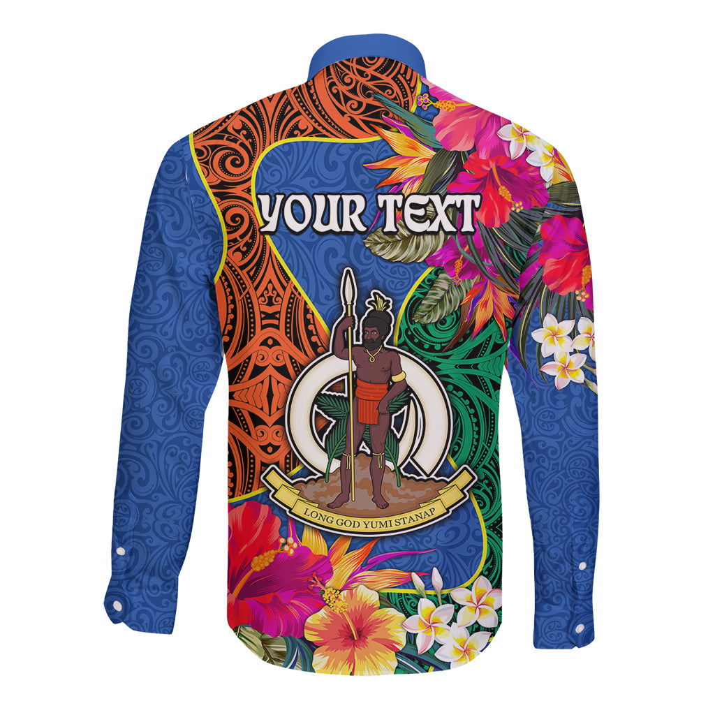 Personalised Tafea Day Long Sleeve Button Shirt Proud To Be A Ni-Van Beauty Pacific Flower LT03 - Polynesian Pride