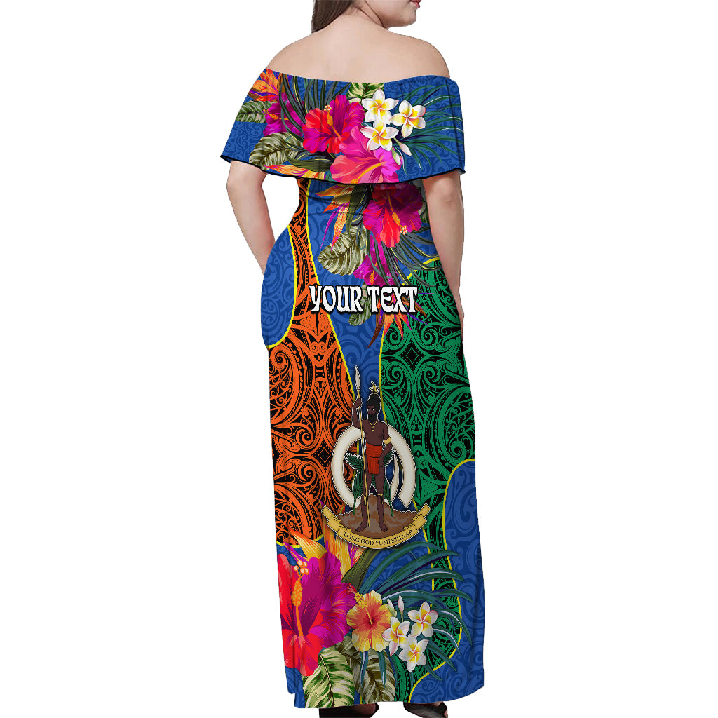 Personalised Tafea Day Off Shoulder Maxi Dress Proud To Be A Ni-Van Beauty Pacific Flower LT03 - Polynesian Pride