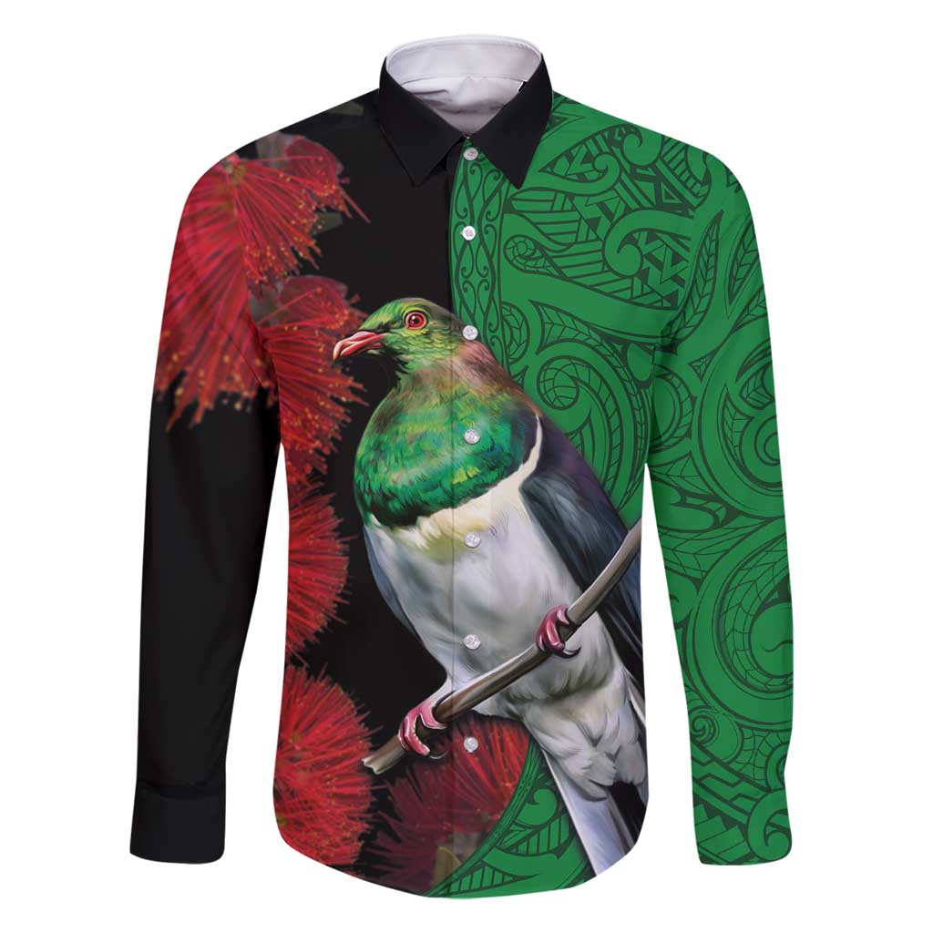 New Zealand Kereru And Pohutukawa Family Matching Tank Maxi Dress and Hawaiian Shirt Maori Tribal Tattoo
