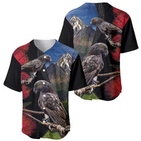 New Zealand Kea And Pohutukawa Baseball Jersey With The Mountain Landscape LT03 - Polynesian Pride