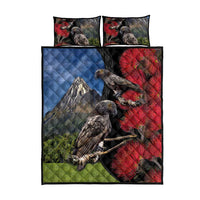 New Zealand Kea And Pohutukawa Quilt Bed Set With The Mountain Landscape