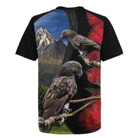 New Zealand Kea And Pohutukawa Rugby Jersey With The Mountain Landscape