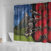 New Zealand Kea And Pohutukawa Shower Curtain With The Mountain Landscape