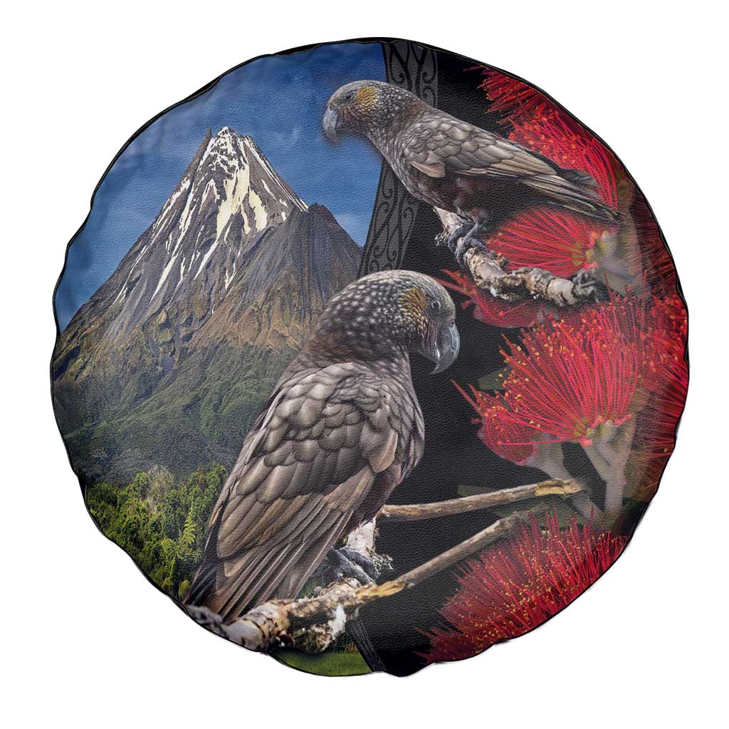 New Zealand Kea And Pohutukawa Spare Tire Cover With The Mountain Landscape