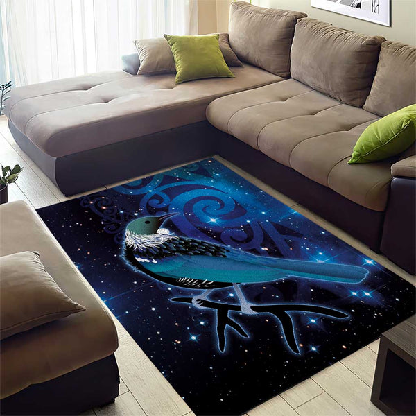 Tui Rugs New Zealand Tui Bird Area Rug The Pleiades Star Cluster and Koru Tribal ...