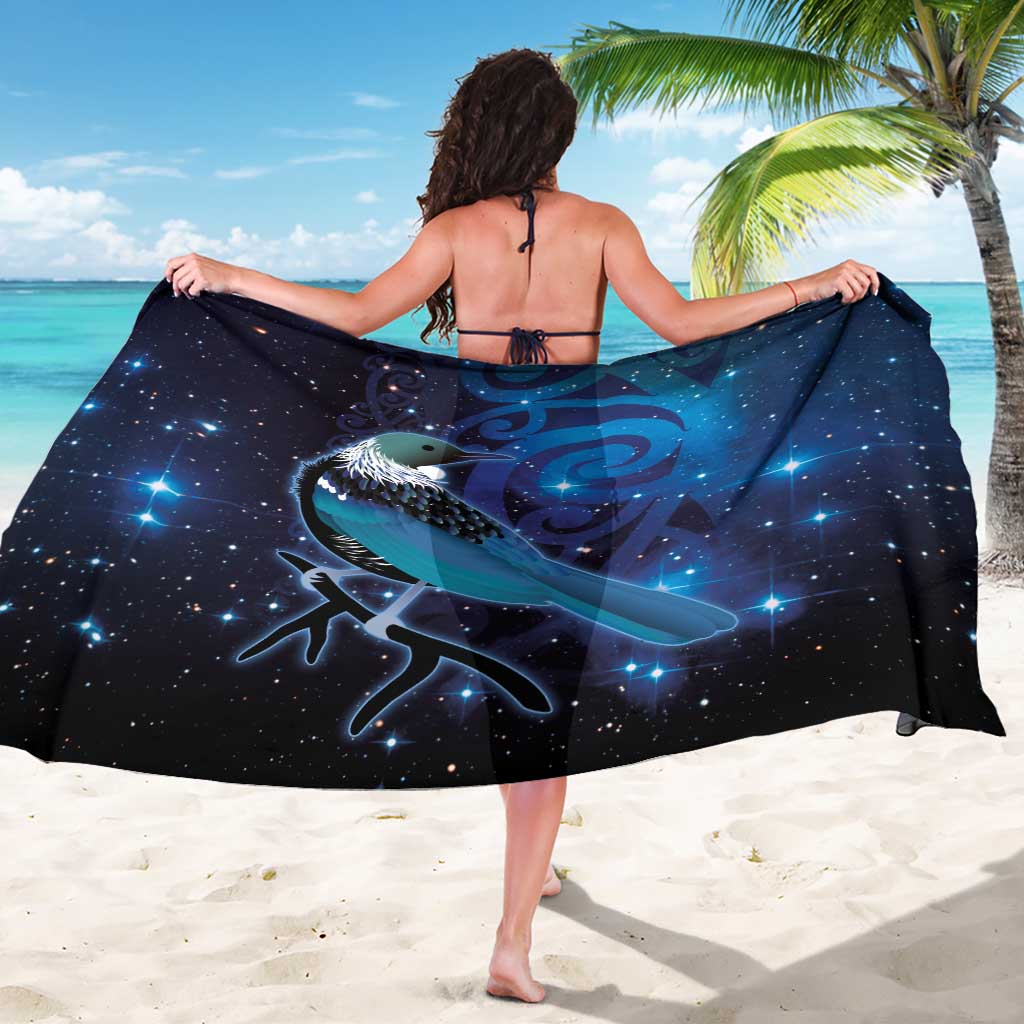 New Zealand Tui Bird Sarong The Pleiades Star Cluster and Koru Tribal Tattoo Galaxy Vibe