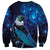 New Zealand Tui Bird Sweatshirt The Pleiades Star Cluster and Koru Tribal Tattoo Galaxy Vibe