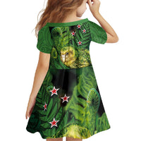 New Zealand Kkp Family Matching Mermaid Dress and Hawaiian Shirt Silver Fern with Close up of Green Fern Leaves and Maori Tattoo LT03 - Polynesian Pride