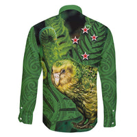 New Zealand Kkp Family Matching Mermaid Dress and Hawaiian Shirt Silver Fern with Close up of Green Fern Leaves and Maori Tattoo LT03 - Polynesian Pride