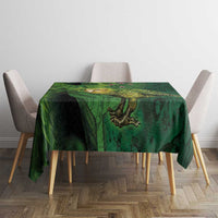 New Zealand Kākāpō Tablecloth Silver Fern with Close up of Green Fern Leaves and Maori Tattoo