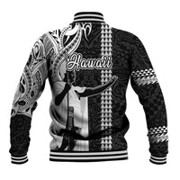Hawaii Lanai Island Baseball Jacket Hawaiian King and Kakau Symbols Abstract Shoulder Tattoo LT03 - Polynesian Pride