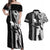 Hawaii Lanai Island Couples Matching Off Shoulder Maxi Dress and Hawaiian Shirt Hawaiian King and Kakau Symbols Abstract Shoulder Tattoo LT03 Black - Polynesian Pride