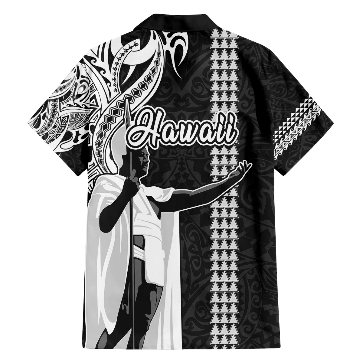 Hawaii Lanai Island Family Matching Summer Maxi Dress and Hawaiian Shirt Hawaiian King and Kakau Symbols Abstract Shoulder Tattoo LT03 - Polynesian Pride
