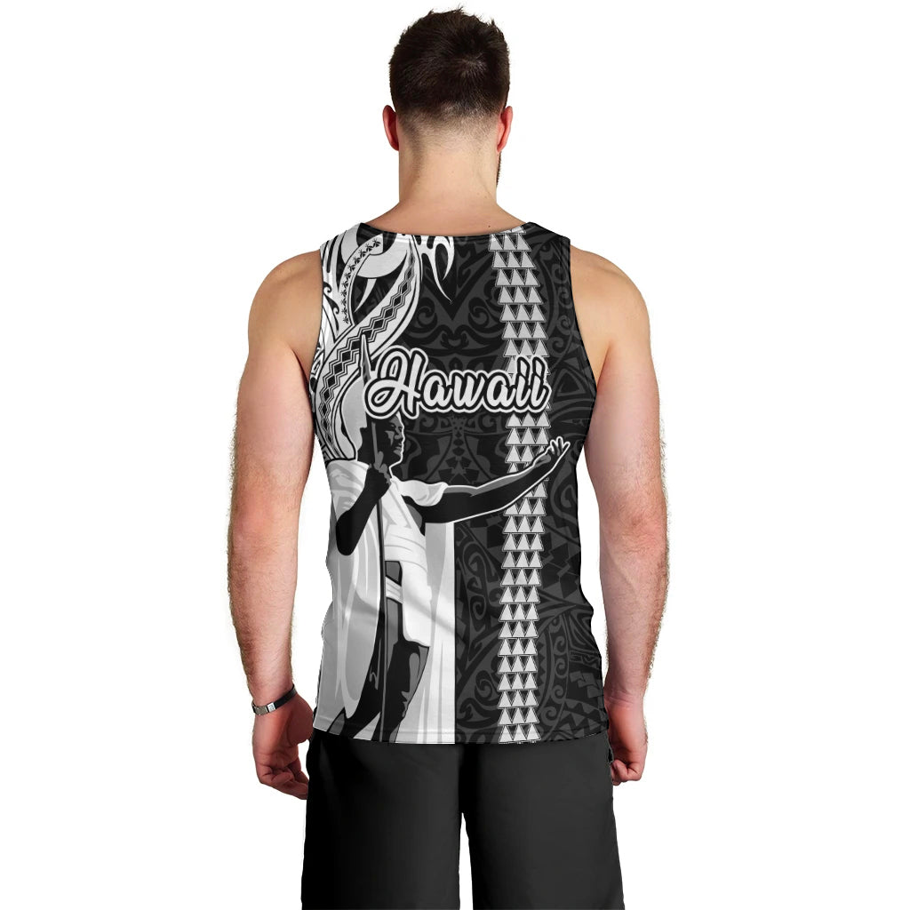 Hawaii Lanai Island Men Tank Top Hawaiian King and Kakau Symbols Abstract Shoulder Tattoo LT03 - Polynesian Pride