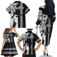 Custom Hawaii Lanai Island Family Matching Off Shoulder Long Sleeve Dress and Hawaiian Shirt Hawaiian King and Kakau Symbols Abstract Shoulder Tattoo LT03 - Polynesian Pride
