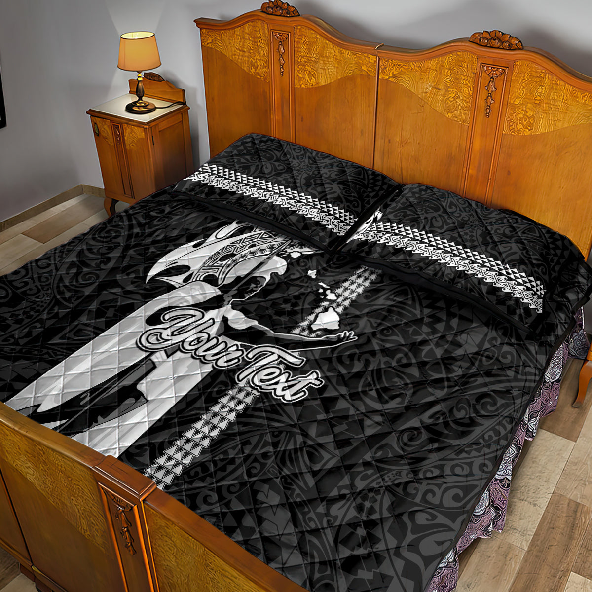 Custom Hawaii Lanai Island Quilt Bed Set Hawaiian King and Kakau Symbols Abstract Shoulder Tattoo LT03 - Polynesian Pride