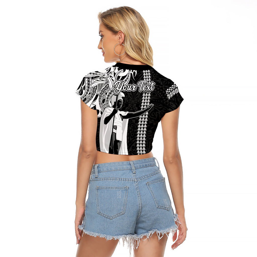 Custom Hawaii Lanai Island Raglan Cropped T Shirt Hawaiian King and Kakau Symbols Abstract Shoulder Tattoo LT03 - Polynesian Pride