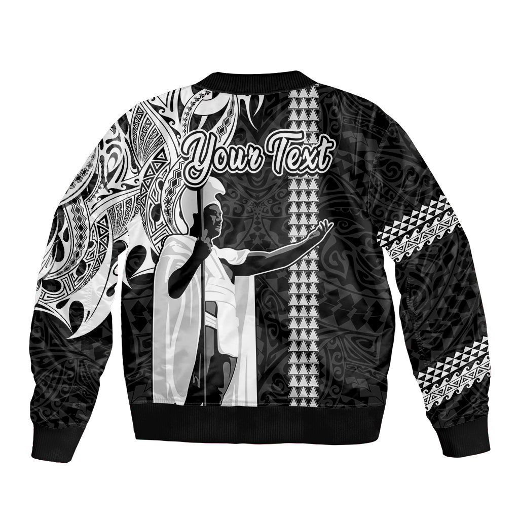 Custom Hawaii Lanai Island Sleeve Zip Bomber Jacket Hawaiian King and Kakau Symbols Abstract Shoulder Tattoo LT03 - Polynesian Pride