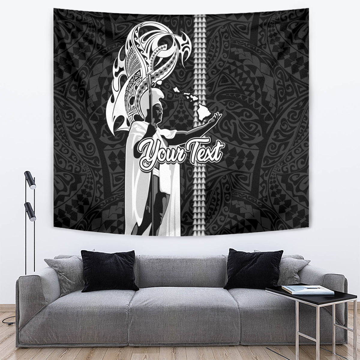 Custom Hawaii Lanai Island Tapestry Hawaiian King and Kakau Symbols Abstract Shoulder Tattoo LT03 - Polynesian Pride