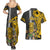 Hawaii Molokai Island Couples Matching Summer Maxi Dress and Hawaiian Shirt Hawaiian Warrior and Kakau Symbols Abstract Tattoo LT03 - Polynesian Pride