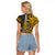 Hawaii Molokai Island Raglan Cropped T Shirt Hawaiian Warrior and Kakau Symbols Abstract Tattoo LT03 - Polynesian Pride