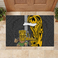 Hawaii Molokai Island Rubber Doormat Hawaiian Warrior and Kakau Symbols Abstract Tattoo LT03 - Polynesian Pride
