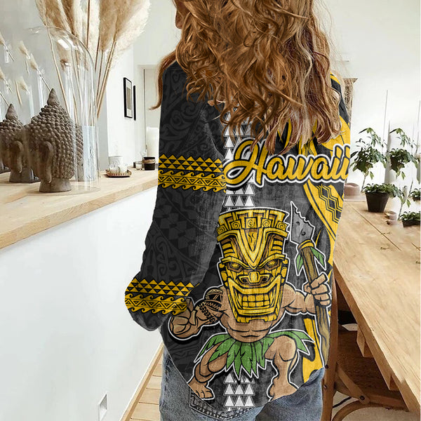 (Custom Personalised) Hawaii Hawaiian Shirt Kakau Warrior Helmet Gradient Green Polynesian LT14 main image 1