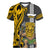 Hawaii Molokai Island Women V Neck T Shirt Hawaiian Warrior and Kakau Symbols Abstract Tattoo LT03 Female Yellow - Polynesian Pride