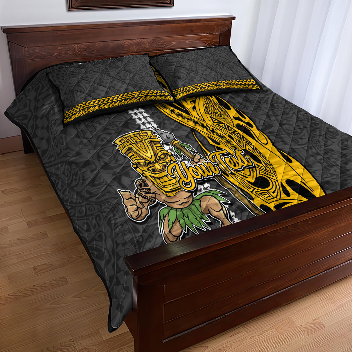 Custom Hawaii Molokai Island Quilt Bed Set Hawaiian Warrior and Kakau Symbols Abstract Tattoo LT03 - Polynesian Pride