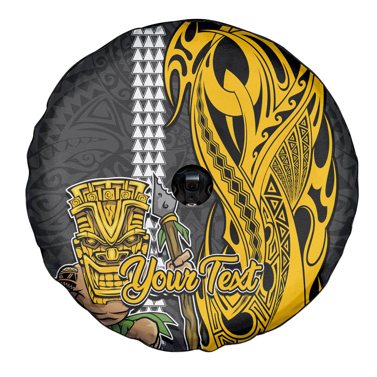 Custom Hawaii Molokai Island Spare Tire Cover Hawaiian Warrior and Kakau Symbols Abstract Tattoo LT03 - Polynesian Pride