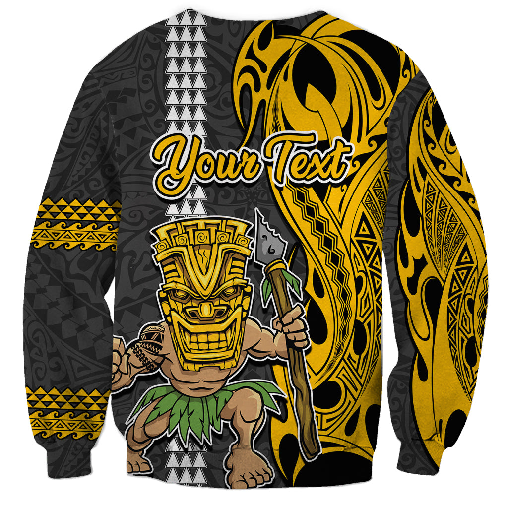 Custom Hawaii Molokai Island Sweatshirt Hawaiian Warrior and Kakau Symbols Abstract Tattoo LT03 - Polynesian Pride