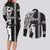 Hawaii Molokai Island Couples Matching Long Sleeve Bodycon Dress and Long Sleeve Button Shirts Hawaiian King and Kakau Symbols Abstract Shoulder Tattoo LT03 - Polynesian Pride