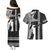 Hawaii Molokai Island Couples Matching Puletasi Dress and Hawaiian Shirt Hawaiian King and Kakau Symbols Abstract Shoulder Tattoo LT03 - Polynesian Pride