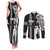 Hawaii Molokai Island Couples Matching Tank Maxi Dress and Long Sleeve Button Shirts Hawaiian King and Kakau Symbols Abstract Shoulder Tattoo LT03 Black - Polynesian Pride