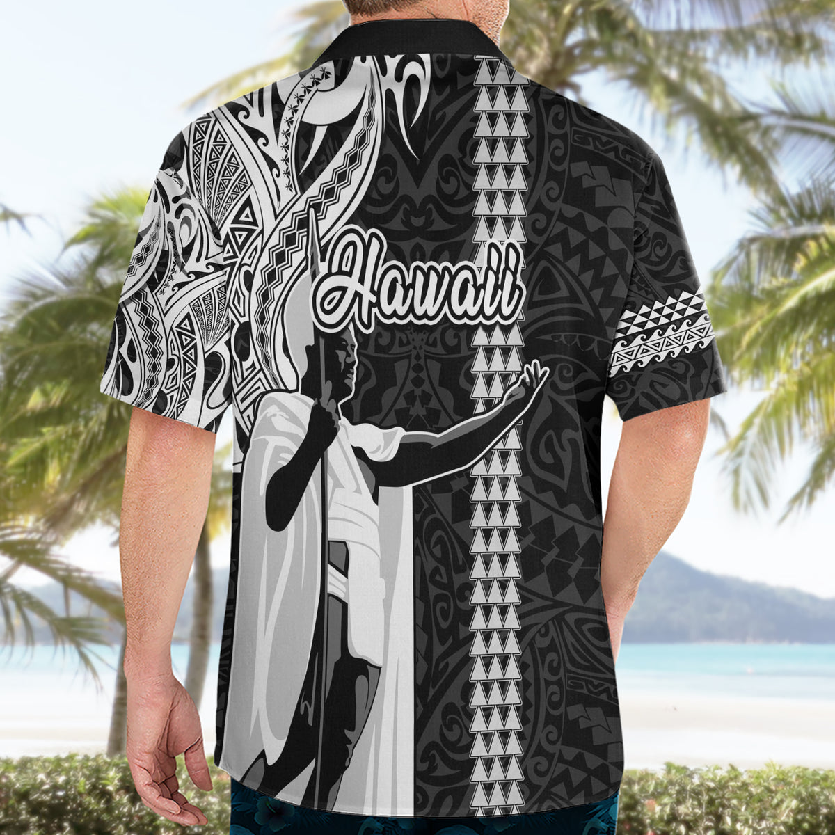 Hawaii Molokai Island Hawaiian Shirt Hawaiian King and Kakau Symbols Abstract Shoulder Tattoo LT03 - Polynesian Pride