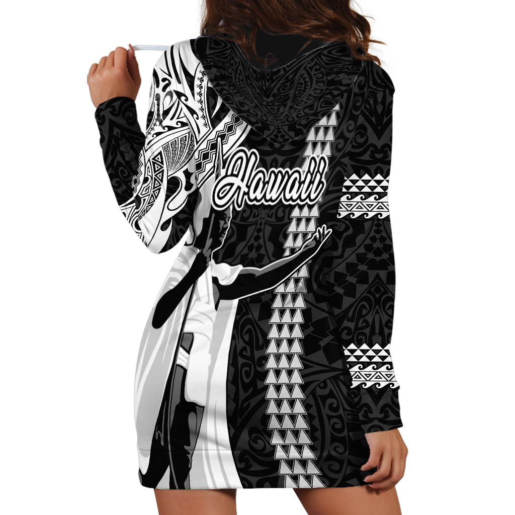 Hawaii Molokai Island Hoodie Dress Hawaiian King and Kakau Symbols Abstract Shoulder Tattoo LT03 - Polynesian Pride