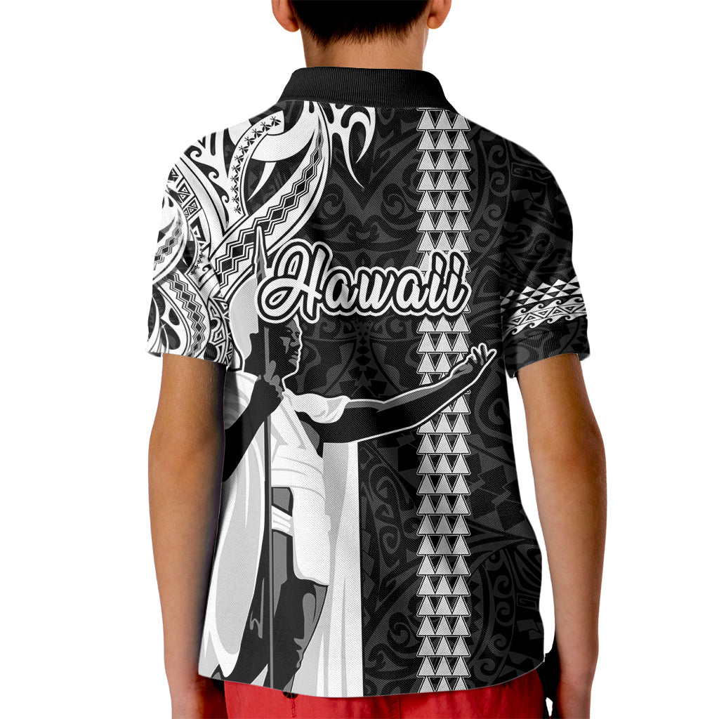 Hawaii Molokai Island Kid Polo Shirt Hawaiian King and Kakau Symbols Abstract Shoulder Tattoo LT03 - Polynesian Pride